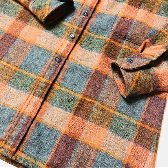 ❌SOLD❌ Vtg Shadow Plaid Wool blend WORK SHIRT - Picture 4 of 5